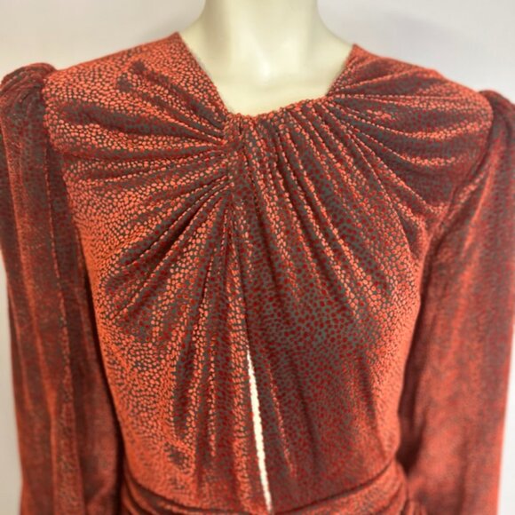 NWT Costarellos russet orange velvet maxi dress sz 44 - Picture 2 of 13